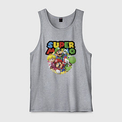 Майка мужская хлопок Компашка героев Super Mario, цвет: меланж