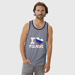 Майка мужская хлопок Люблю пельмени, цвет: синяя тельняшка — фото 2