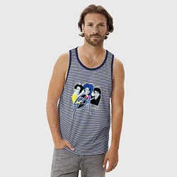 Майка мужская хлопок Soda Stereo, цвет: синяя тельняшка — фото 2