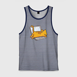 Мужская майка Котик лежит на ноутбуке