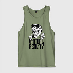 Майка мужская хлопок Virtual reality Dinosaur, цвет: авокадо