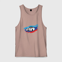 Майка мужская хлопок BMW True, цвет: пыльно-розовый