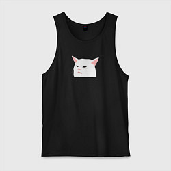 Мужская майка Белый кот из мема