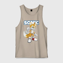 Майка мужская хлопок Майлз Тейлз Прауэр Sonic Видеоигра, цвет: миндальный