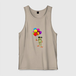 Майка мужская хлопок ЛЯГУШОНОК С ВОЗДУШНЫМИ ШАРИКАМИ, цвет: миндальный