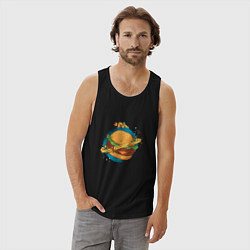 Майка мужская хлопок Бургер Планета Planet Burger, цвет: черный — фото 2