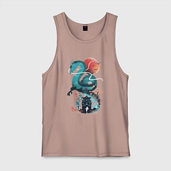 Майка мужская хлопок История Тихоро и Хаку, цвет: пыльно-розовый