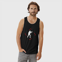 Майка мужская хлопок Символ Counter Strike в красном ромбе, цвет: черный — фото 2