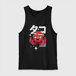 Майка мужская хлопок Japanese octopus, цвет: черный