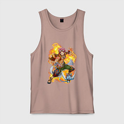 Майка мужская хлопок Нацу Драгнил и Хеппи, цвет: пыльно-розовый