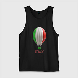 Майка мужская хлопок 3d aerostat Italy flag, цвет: черный
