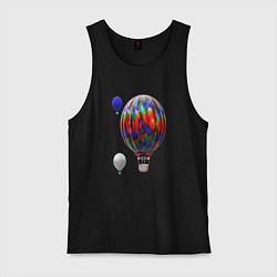 Майка мужская хлопок 3d aerostats colorful, цвет: черный