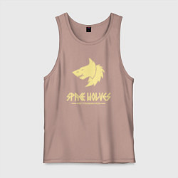 Майка мужская хлопок Космические волки лого винтаж, цвет: пыльно-розовый