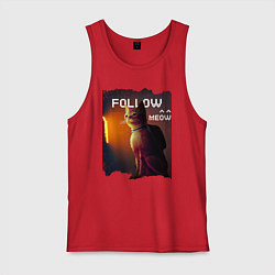Майка мужская хлопок STRAY FOLLOW MEOW, цвет: красный