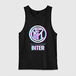 Майка мужская хлопок Inter FC в стиле glitch, цвет: черный
