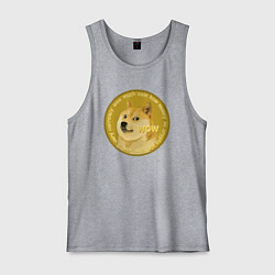 Майка мужская хлопок Иронизирующая монета с Доге, цвет: меланж