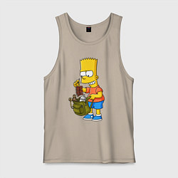 Мужская майка Барт Симпсон разбирает свой рюкзак