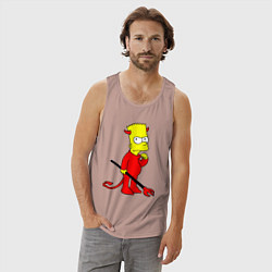 Майка мужская хлопок Bart Simpson - devil, цвет: пыльно-розовый — фото 2