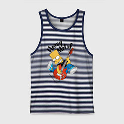 Майка мужская хлопок Барт Симпсон - гитарист - heavy metal, цвет: синяя тельняшка