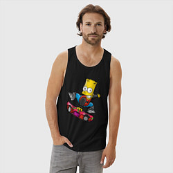 Майка мужская хлопок Барт Симпсон - крутой скейтбордист, цвет: черный — фото 2