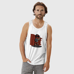 Майка мужская хлопок Граффитчик с балончиком краски, цвет: белый — фото 2