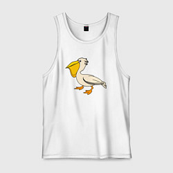 Майка мужская хлопок Маленький пеликан, цвет: белый