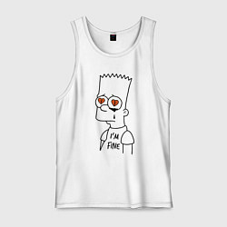 Майка мужская хлопок Im fine - Bart Simpson, цвет: белый