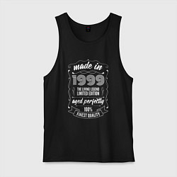 Майка мужская хлопок Made in 1999 retro old school, цвет: черный