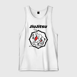 Майка мужская хлопок Jiujitsu throw logo, цвет: белый