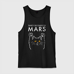 Майка мужская хлопок Thirty Seconds to Mars rock cat, цвет: черный