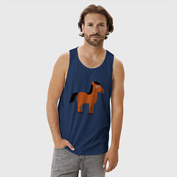 Майка мужская хлопок Забавная лошадь, цвет: тёмно-синий — фото 2