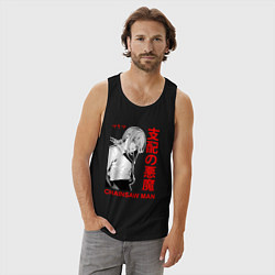 Майка мужская хлопок Макима - Иероглифы - Бензопила, цвет: черный — фото 2