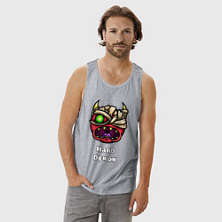 Майка мужская хлопок Geometry Dash hard demon, цвет: меланж — фото 2