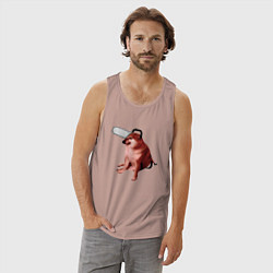 Майка мужская хлопок Чимс - человек бензопила - Мем, цвет: пыльно-розовый — фото 2