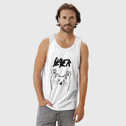 Майка мужская хлопок Slayer - rock cat, цвет: белый — фото 2