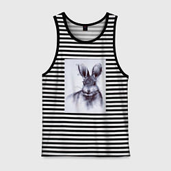 Майка мужская хлопок Rabbit symbol 2023, цвет: черная тельняшка