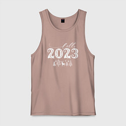 Майка мужская хлопок Hello New Year 2023, цвет: пыльно-розовый