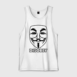 Майка мужская хлопок Guy Fawkes - disobey, цвет: белый