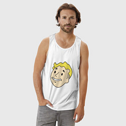 Майка мужская хлопок Vault boy head, цвет: белый — фото 2