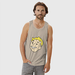 Майка мужская хлопок Vault boy head, цвет: миндальный — фото 2