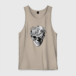 Майка мужская хлопок Рыцарь - череп, цвет: миндальный