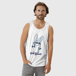Майка мужская хлопок Gym bunny, цвет: белый — фото 2