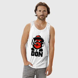 Майка мужская хлопок Обезьяна мафиози с сигаретой, цвет: белый — фото 2