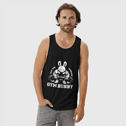 Майка мужская хлопок Gym bunny powerlifting, цвет: черный — фото 2