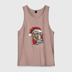 Мужская майка Pug merry christmas