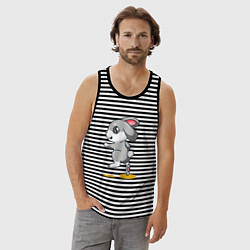 Майка мужская хлопок Няшка зайка, цвет: черная тельняшка — фото 2