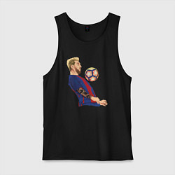 Майка мужская хлопок Messi Barcelona, цвет: черный