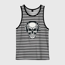 Майка мужская хлопок Череп и наушники, цвет: черная тельняшка