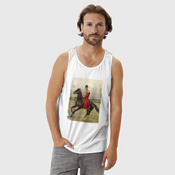 Майка мужская хлопок Николай II на коне, цвет: белый — фото 2