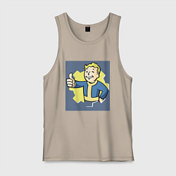 Майка мужская хлопок Волт-Бой с пальцем вверх, цвет: миндальный